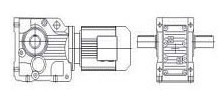 Foot mounted helical bevel geared motor with solid shaft