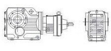 Shaft input combinatorial helical-bevel gear motor 