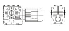 Helical-worm gear motor with hollow shaft