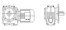 Flange-mounted helical-worm gear motor with solid shaft