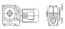 Flange-mounted helical-worm gear motor with hollow shaft