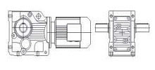Foot-mounted helical-bevel gear motor with solid shaft
