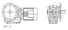 Flange-mounted helical bevel geared motor with solid shaft