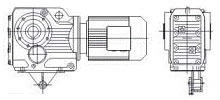 Torque-arm mounted helical-bevel gear motor with hollow shaft